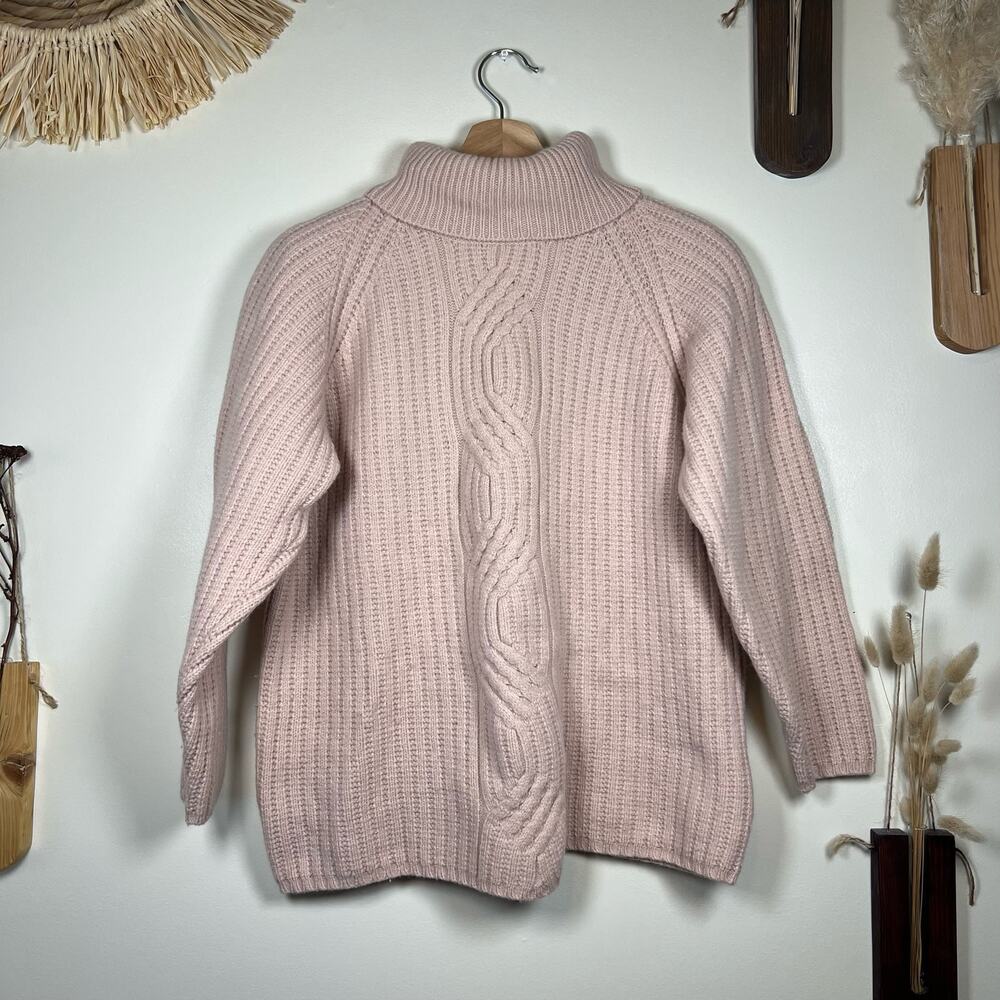 Women's Dusty Pink Jeanne Pierre Wool Blend Turtleneck Knit Sweater Size Medium